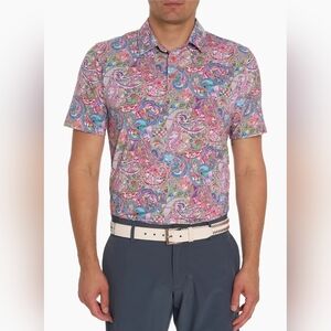 Robert Graham Men's Goldberg Short-Sleeve Knit Polo Paisley Size M